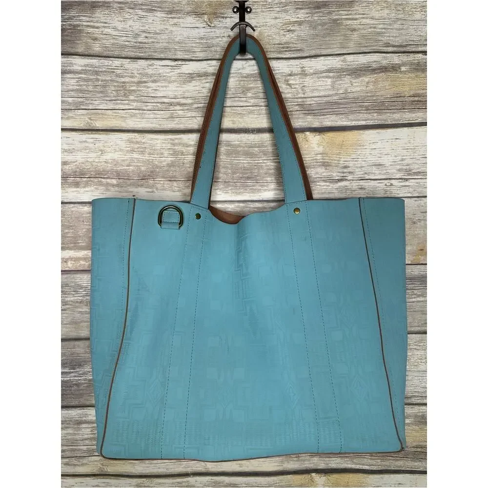 PENDLETON Tote Suede Reversible Tote Bag Brown/Aqua